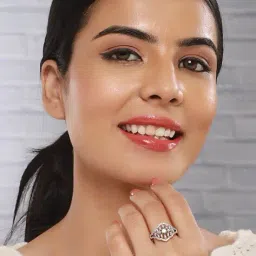 saraf rs jewellery Women Silver-Plated Stone-Studded Adjustable Ring image 5