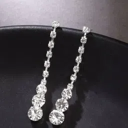 yellow chimes Women Rhodium-Plated Stone-Studded Necklace & Earrings Set image 5