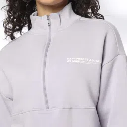 dnmx Women Typographic Print Regular Fit Zip-Front Sweatshirt image 5