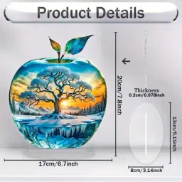 3mads 2D Acrylic Winter Sunset Scene Apple Showpiece image 5