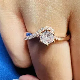 arte Women Sterling Silver Rose Gold-Plated Solitaire Ring image 5