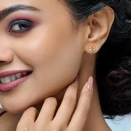 joyalukkas Women Yellow Gold Stone Stud Earrings image 5