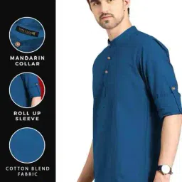 vida loca Men Slim Fit Short Kurta with Curved Hem image 5