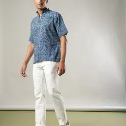 indie picks Handblock Print Hand-Dyed Indigo Double Dabu Cotton Short Kurta image 5