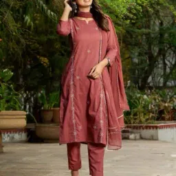 dayaachi Women Embroidered Straight Kurta with Pants & Dupatta image 5