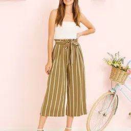 leia Women Striped Relaxed Fit Pleated Palazoos image 5