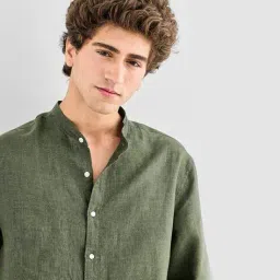 snitch Men Regular Fit Band-Collar Shirt image 5