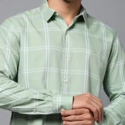mufti Men Windowpane Checked Slim Fit Cotton Shirt image 5