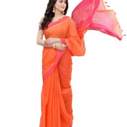 desh bidesh Sequence Handloom Cotton Saree with Contrast Border image 5