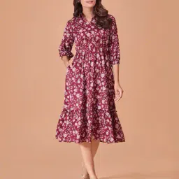 fashfun clothing Women Floral Print Fit & Flare Dress image 5