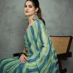 ri-wah Women Striped Saree with Tassels image 5