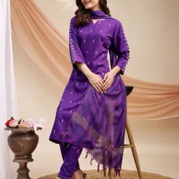 aradhna Women Embroidered Straight Kurta Pants Set with Dupatta image 5