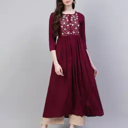 stylum Embroidered Round-Neck Flared Kurta image 5