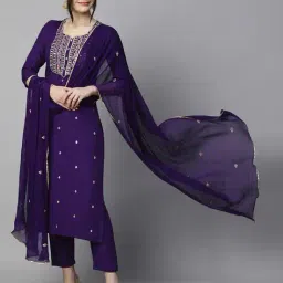 gosriki Women Embroidered Straight Kurta Suit Set image 5