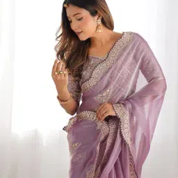 satrani Tissue Silk Traditional Saree With Blouse Piece image 5