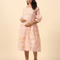 ikk kudi by seerat Printed Round-Neck Maternity Dress image 5