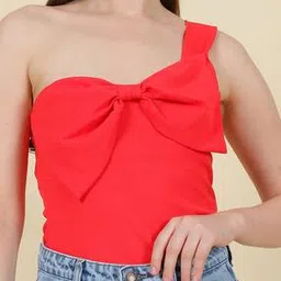 Shein Cute One Shoulder Front Bow Bodysuit With Side Zip-picture-35