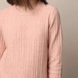 only Women Ribbed Regular Fit Round-Neck Pullover image 5
