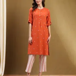 biba Women Self-Weaved Straight Kurta Suit Set image 5