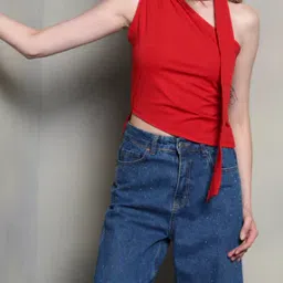 Shein One Shoulder Long Straps Ruched Fitted Short Top-picture-10