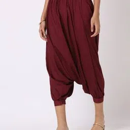 svrnaa by azorte Women Voile Printed Double Layered Harem Pants-picture-10