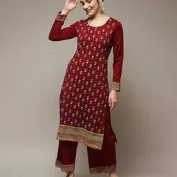 rangriti Women Floral Print Straight Kurta with Pants-picture-27