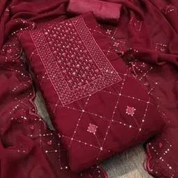 svaraa Women Embroidered Unstitched Top Bottom Dress Material-picture-26