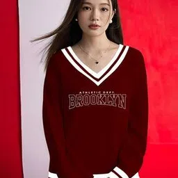 ausk Women Typographic Print Regular Fit V-Neck T-Shirt-picture-22