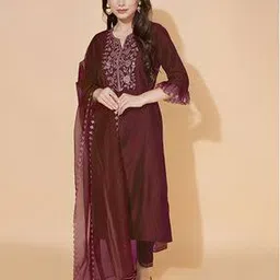 skylee Women Embroidered Straight Kurta Set with Dupatta-picture-44