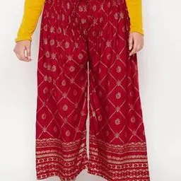 clora creation plus Geometric Printed Palazzos with Elasticated Drawstring Waist-picture-31