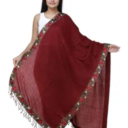 exotic india Women Woolen Embroidery Stole image 1