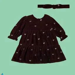 miniklub Embroidered Tiered Dress with Hairband-picture-23