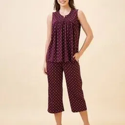 av2 Women Printed Round Neck Sleeveless Night Suit Set-picture-22