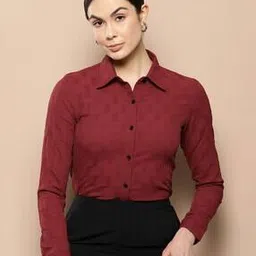 wisstler Women Regular Fit Shirt with Cutaway Collar-picture-30
