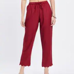 clora creation Straight Fit Palazzos with Scalloped Hems-picture-44