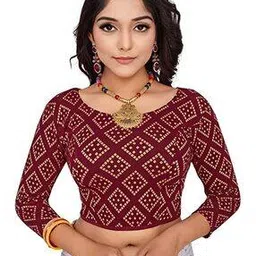krishnvatika Bandhani Print Round Neck Blouse-picture-47