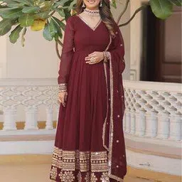 afsana Women Embroidered Anarkali Kurta & Dupatta Set-picture-20