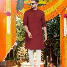 even Men Regular Fit Long Kurta with Insert Pockets-picture-14