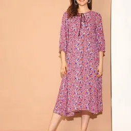 moms maternity Women Floral Print Fit & Flare Dress-picture-10