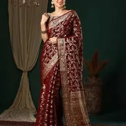 ri-wah Women Floral Woven Georgette Saree-picture-17
