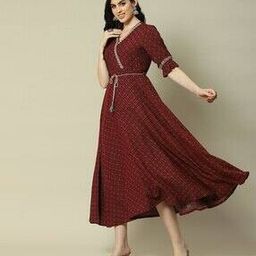 rangriti Women Printed V-Neck Fit & Flare Dress-picture-35