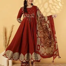 gulmohar jaipur Rayon Flared Kurta Set-picture-38