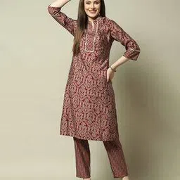 rangriti Women Floral Print Straight& pants Set-picture-15