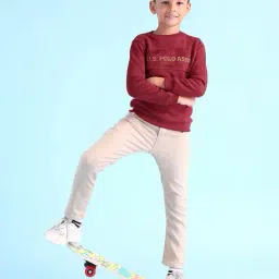 us polo assn. Boys Brand Embroidered Regular Fit Cotton Sweatshirt image 1