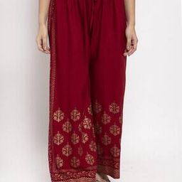 clora creation Clora Maroon Printed Straight Rayon Palazzo-picture-12