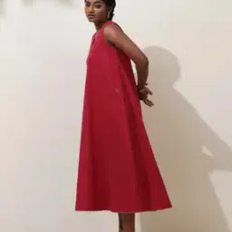 Women V-Neck A-Line Dress-image-13