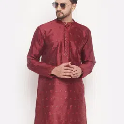 vastramay Embroidered Long Kurta with Mandarin Collar-picture-26
