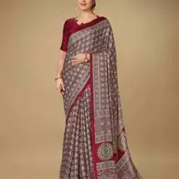 mrinalika fashion Ajrak Print Crepe Saree-picture-27