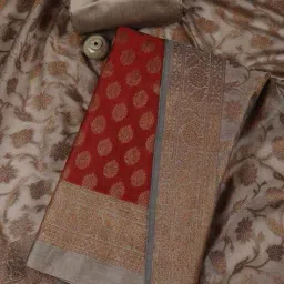 mbz.in by meena bazaar Women Zari Embroidered 3-Piece Unstitched Dress Material image 1