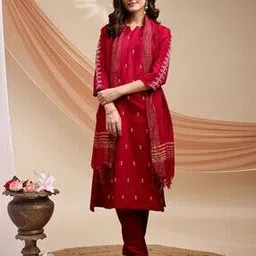 pitris Women Embroidered Straight Kurta with Pants & Dupatta-picture-44